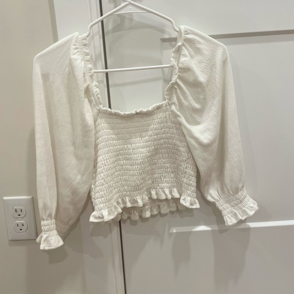 Free People White Smocked Crop Top - Picture 6 of 8
